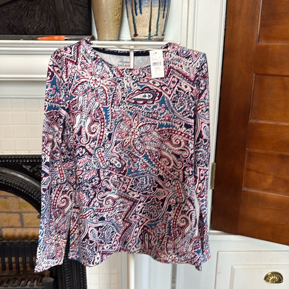 Talbots paisley long sleeve tee . NWT. Retail 69.95